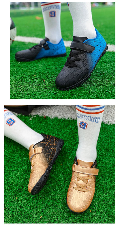 Vyriški futbolo bateliai, mergaičių futbolo bateliai su spygliais, lauko rungtynėms ir treniruotėms skirti sportiniai futbolo bateliai su ilgais spygliais, patogūs, kvėpuojantys, berniukams, neslystantys