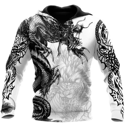 2023 New Autumn Men's Hoodie Wolf Print 3D Sweatshirts Urban Trendy All-Match Oversized Tops Poleron Hooded Clothes Men's Clothing