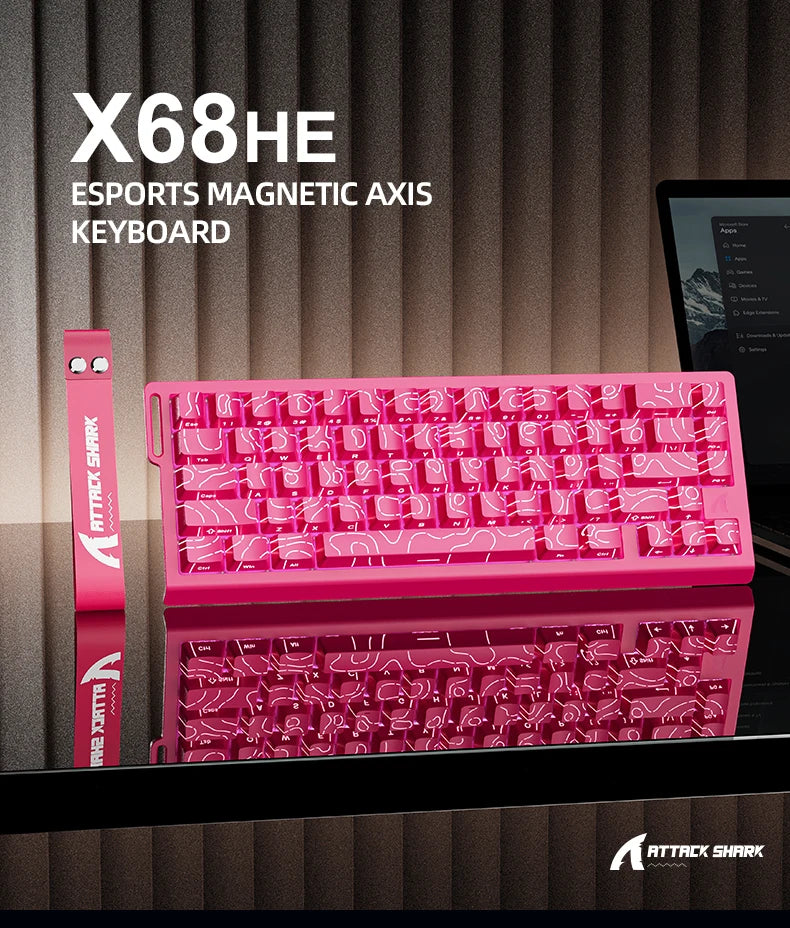 ATTACK SHARK X68HE Magnetic Keyboard Red Wired Mechanical for Pro Gaming 0.01mm Rapid Trigger 8000Hz SOCD/Rs 0.125ms 128K Rate