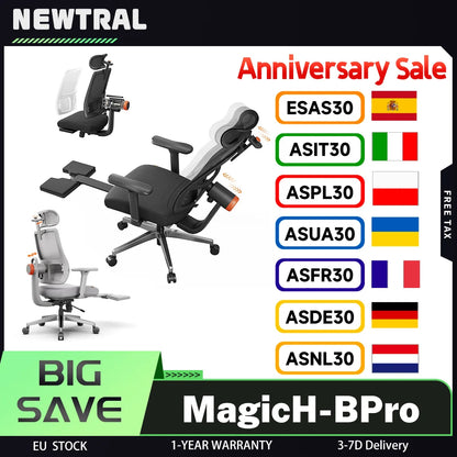 NEWTRAL MagicH-BPro Ergonomic Chair with Footrest, Auto-Following Backrest Headrest, Adaptive Lower Back Support, WFH & Leisure