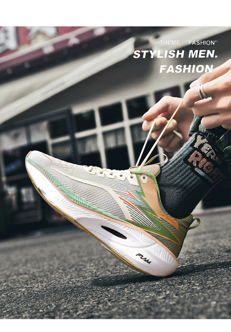 Scarpe sportive da running Marathon da uomo, con piastra in carbonio, cuscino d’aria, traspiranti e leggere, sneakers atletiche da donna comode e antiscivolo