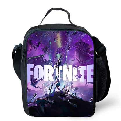 Cartoon FORTNITE Insulated Cooler Lunch Bag, Cute Portable Lightweight Picnic Bag for Boys & Girls Ages 5-10, Kids Daily Food Bag