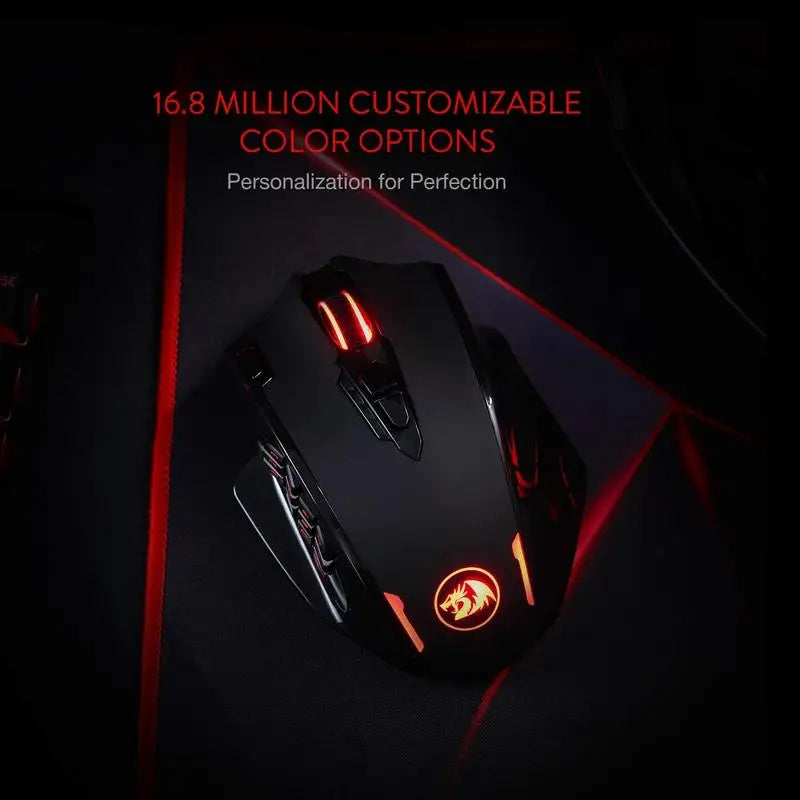 Herní myš Redragon M913, 16000 DPI, kabelová / bezdrátová 2.4Ghz, RGB optická myš pro hráče, 16 programovatelných tlačítek, černo-bílá
