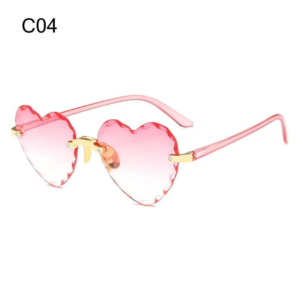 Heart Sunglasses Rimless Metal Frame Heart Shaped Sunglasses Gradient Lens Love Heart SunGlasses Women Eyewear UV400 Protection