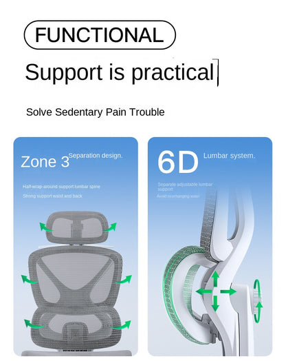 UVR Reclining Boss Chair Sedentary Comfort Mesh Staff Sedentary Comfort Ergonomic Design Backrest Stool Game Office Chair