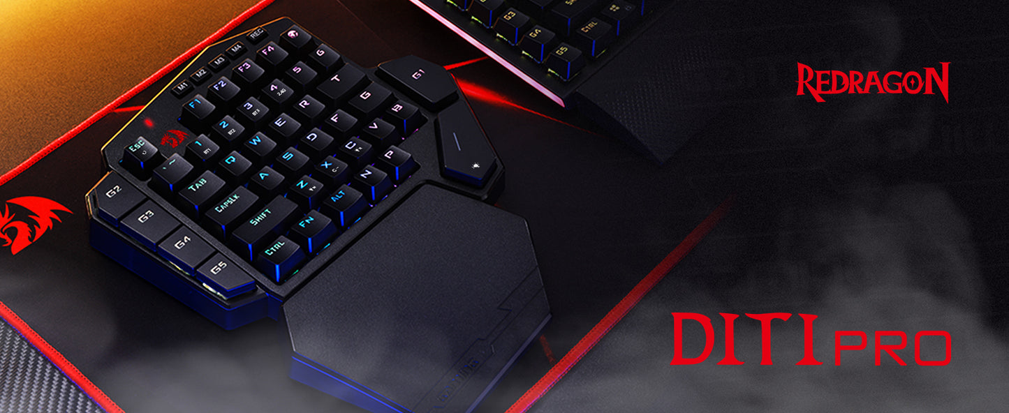 Redragon K585 PRO Wireless One-Handed Mechanical Keyboard 42 Keys 3-Mode RGB 7 Onboard Macro Keys Detachable Wrist Support