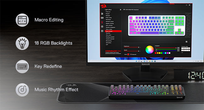 Redragon K707 PRO GB 80% Gasket RGB Gaming 3-Modes Wireless TKL Mechanical Hot-Swap Noise Dampening Keyboard,Mint Mambo Switch